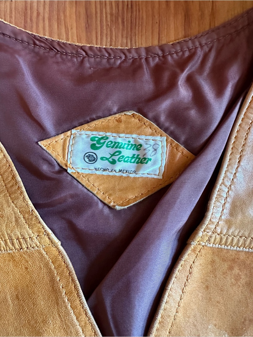 Vintage Tan Leather Vest - Picture 3 of 4